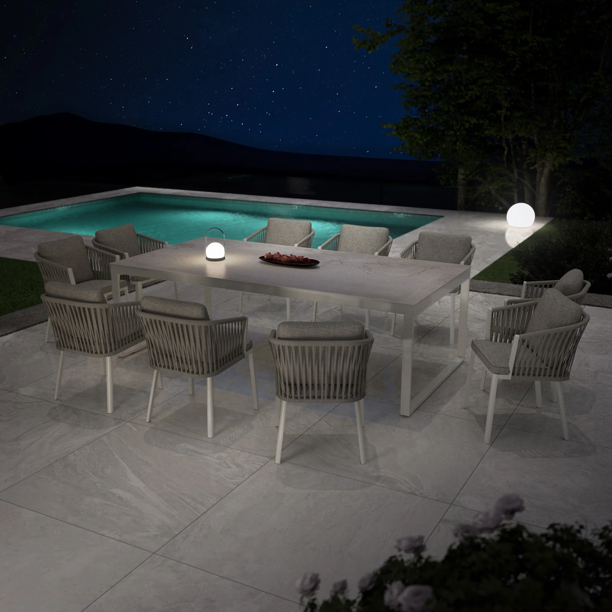 Table de jardin 10 places Aluminium/Céramique Kore (240 x 120 cm) - Image 3