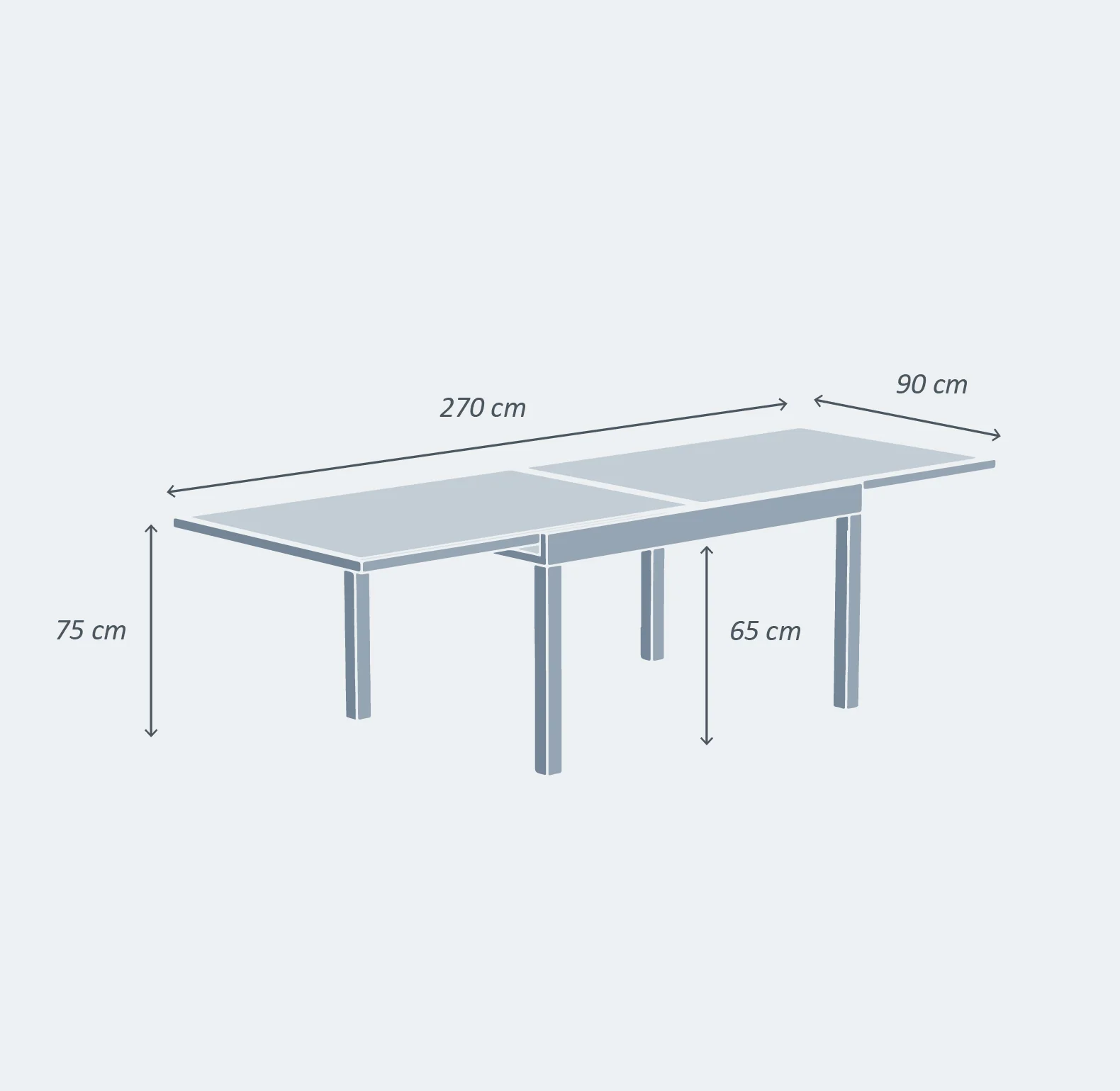 Table de jardin extensible 10 places en verre Murano (270 x 90 cm) - Image 17