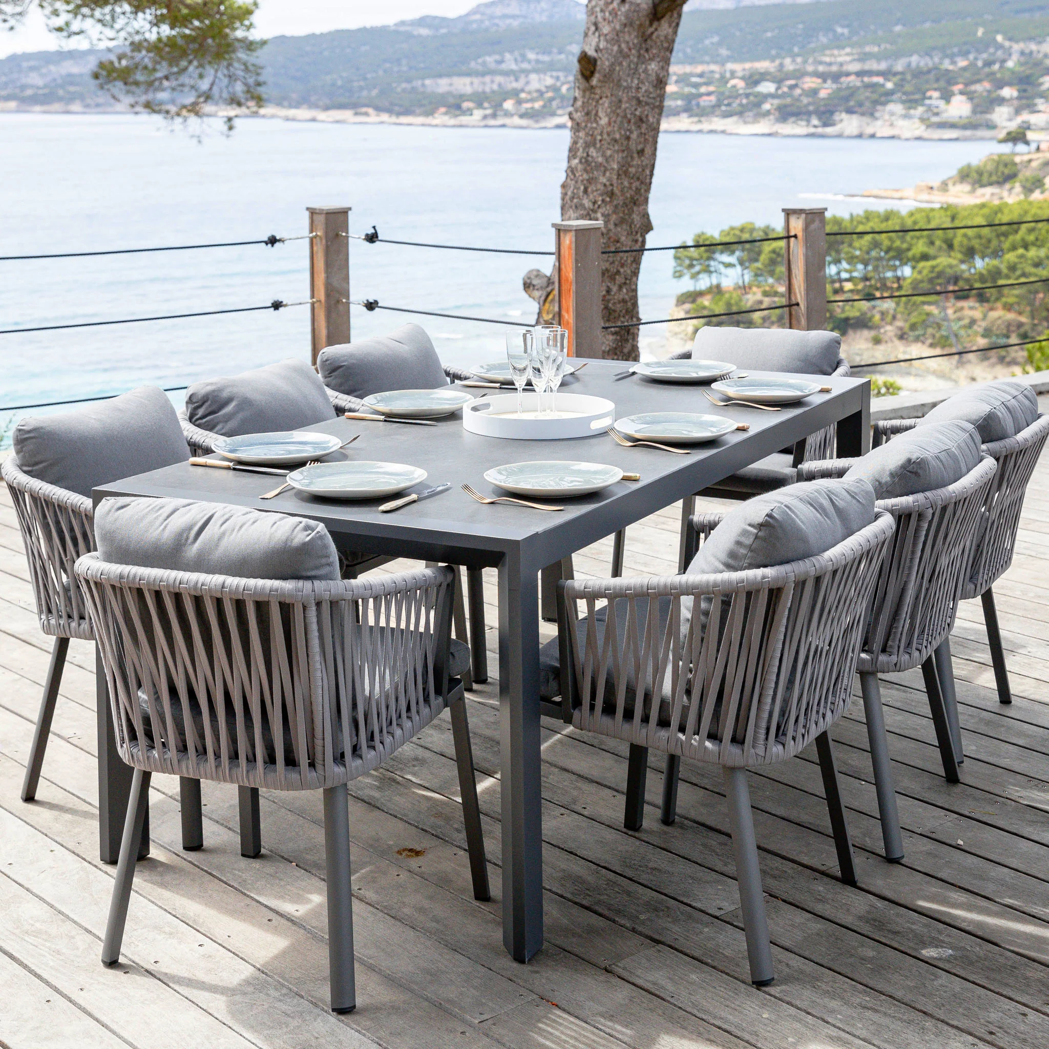 Table de jardin extensible 12 places Aluminium Amalfi - 3 dimensions (195/240/300X96) - Image 16
