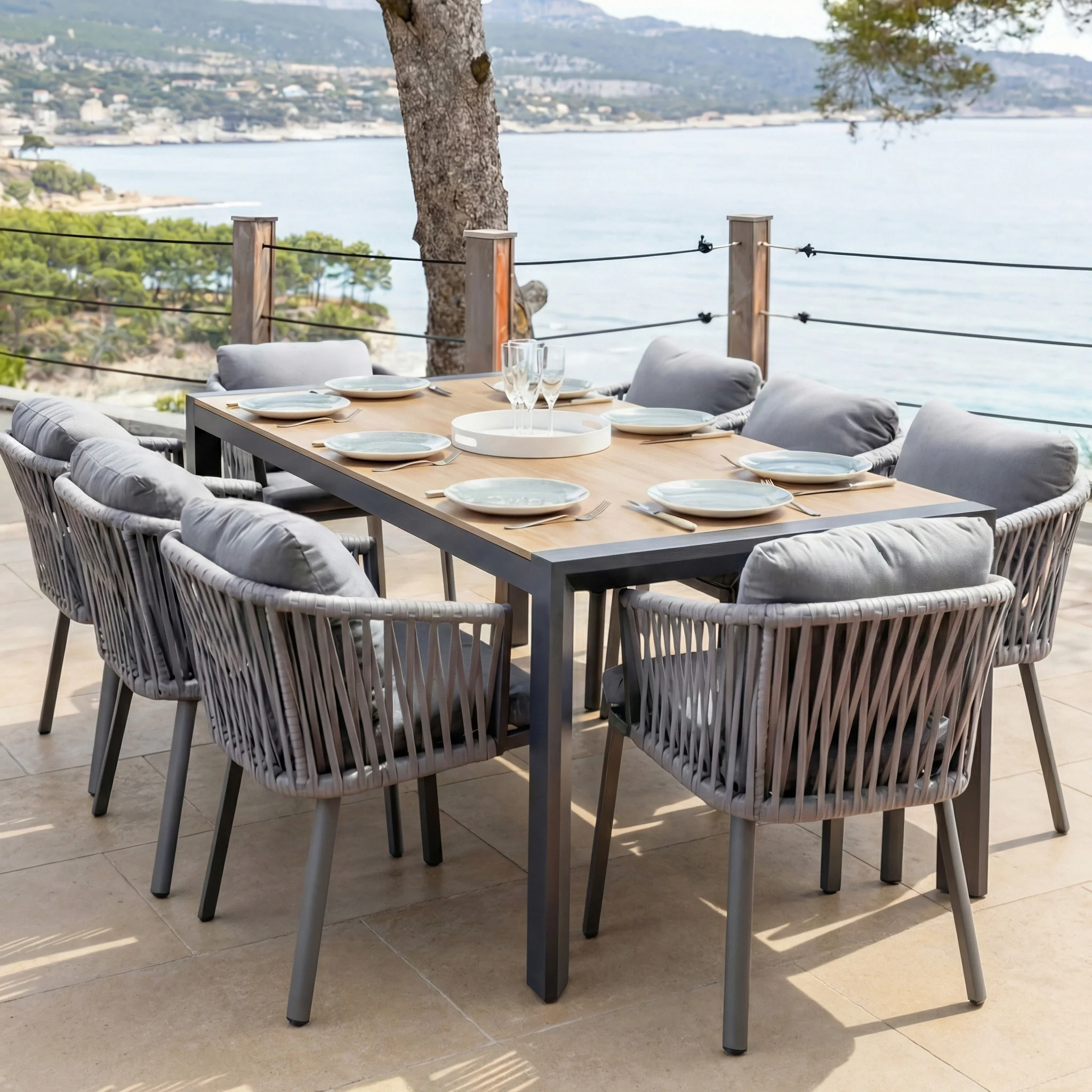 Table de jardin extensible 12 places Aluminium Amalfi - 3 dimensions (195/240/300X96) - Image 29