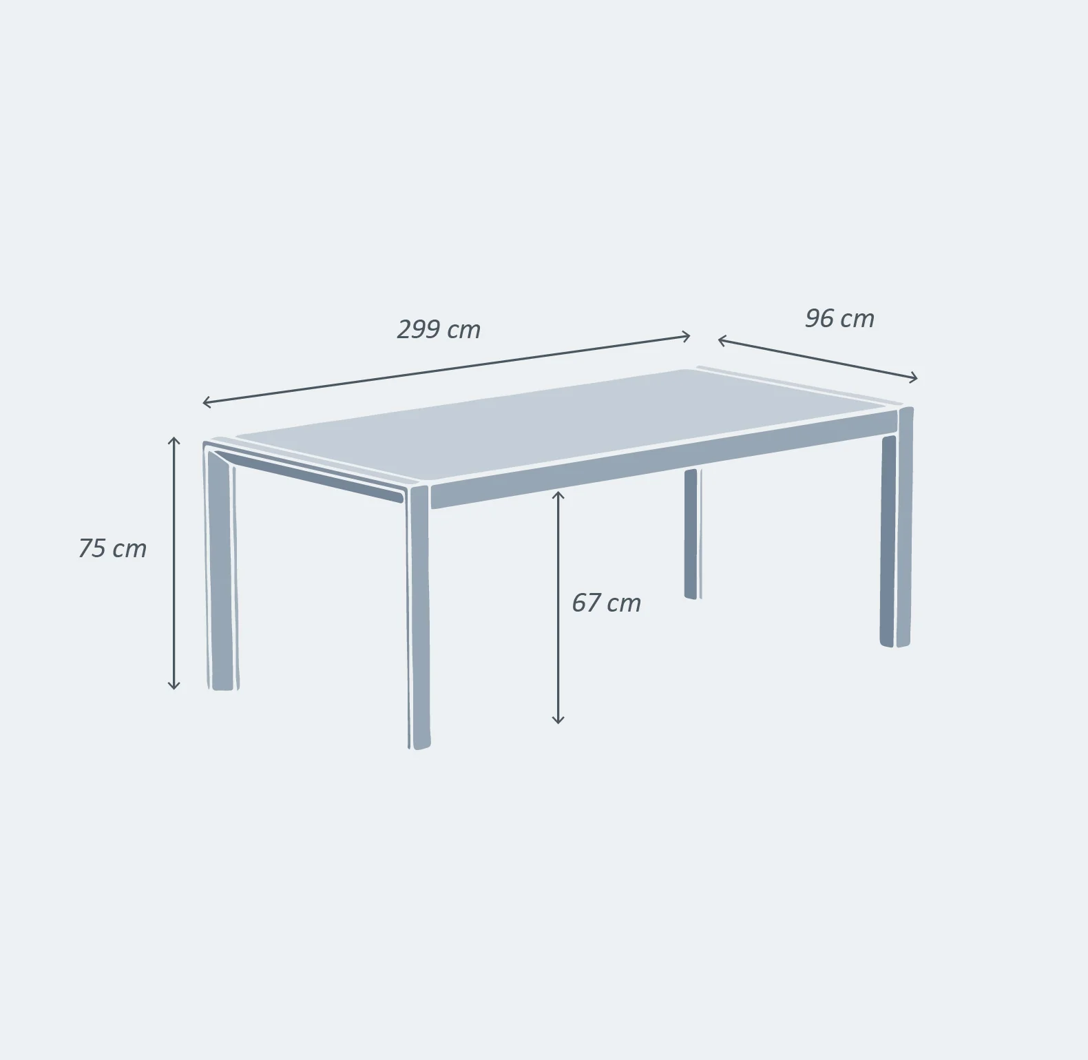 Table de jardin extensible 12 places Aluminium Amalfi - 3 dimensions (195/240/300X96) - Image 33