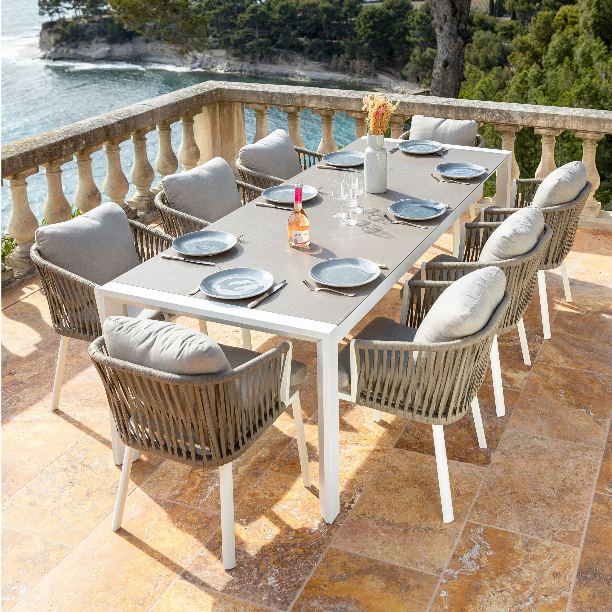 Table de jardin extensible 12 places Aluminium Amalfi - 3 dimensions (195/240/300X96) - Image 4