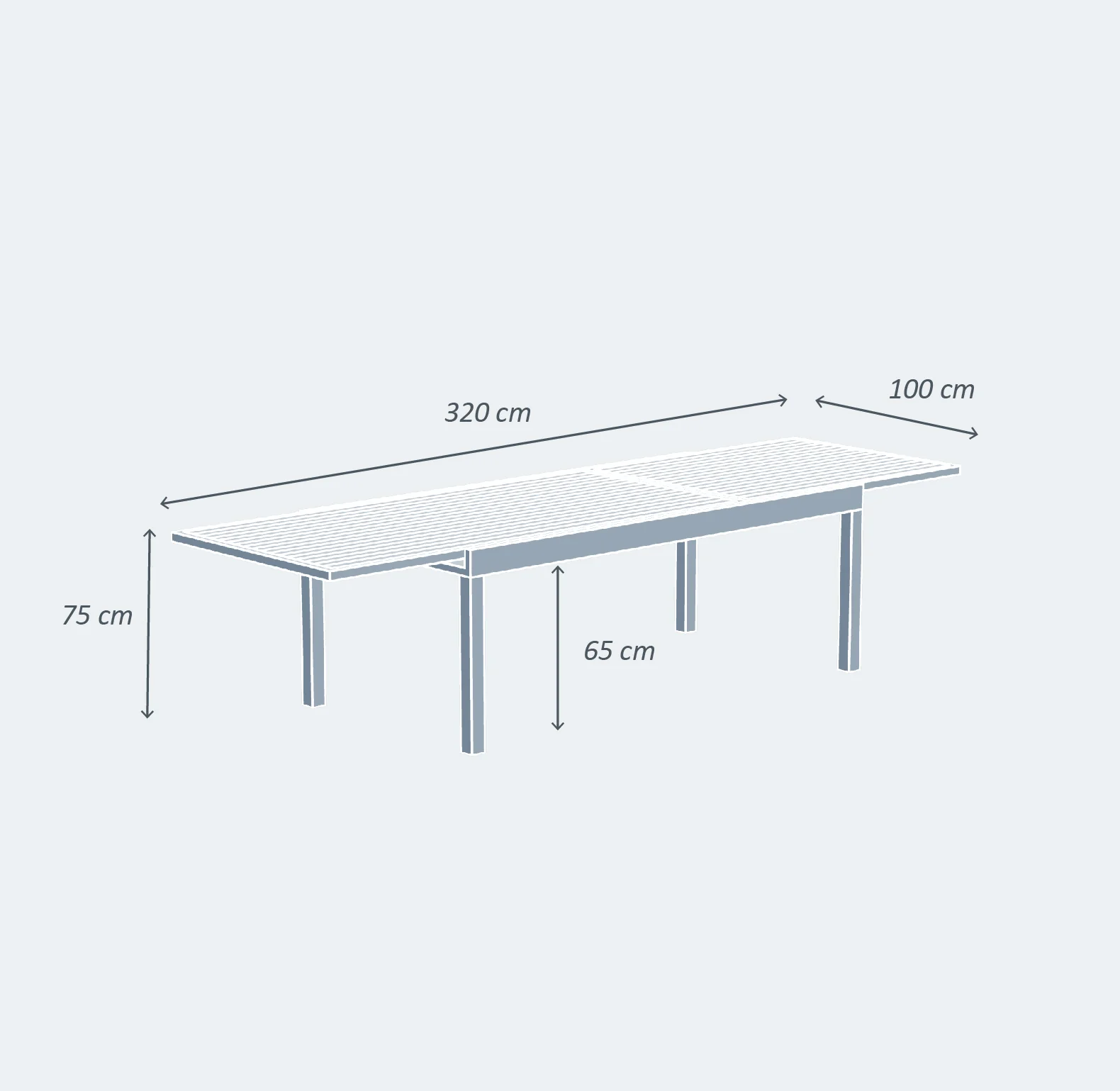 Table de jardin extensible 12 places Aluminium Murano (320 x 100 cm) - Image 20