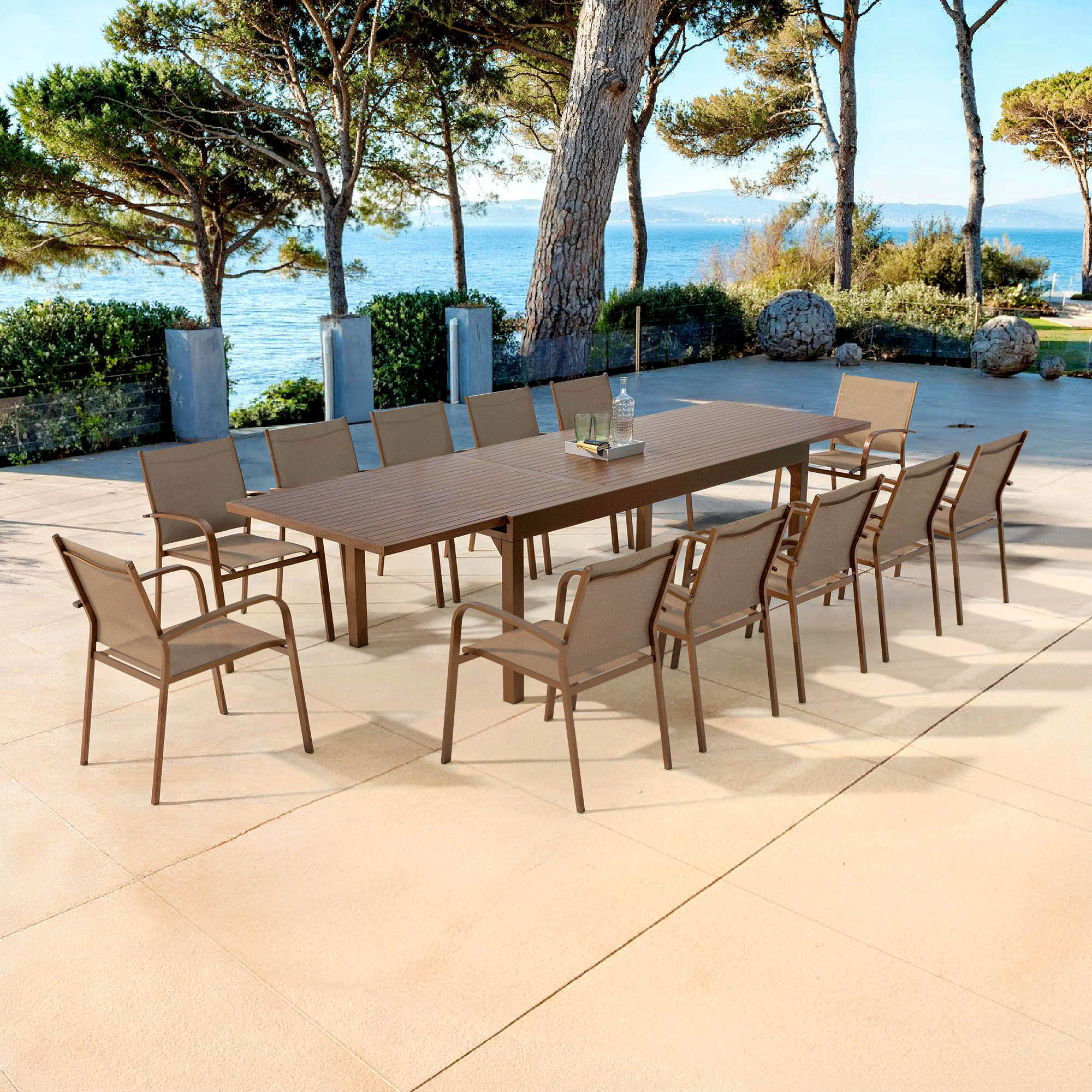 Table de jardin extensible 12 places Aluminium Murano (320 x 100 cm) - Image 22